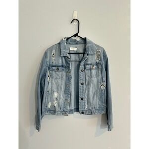 Ci Sono Denim Jacket Distressed Light Wash Jean‎ Jacket Casual Trendy Large